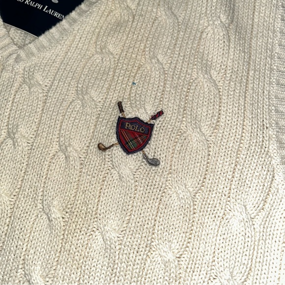 Polo Golf Ralph Lauren NWT! Vintage Men'S Ivory Knit V-Neck Sweater Vest Size L - Picture 6 of 16